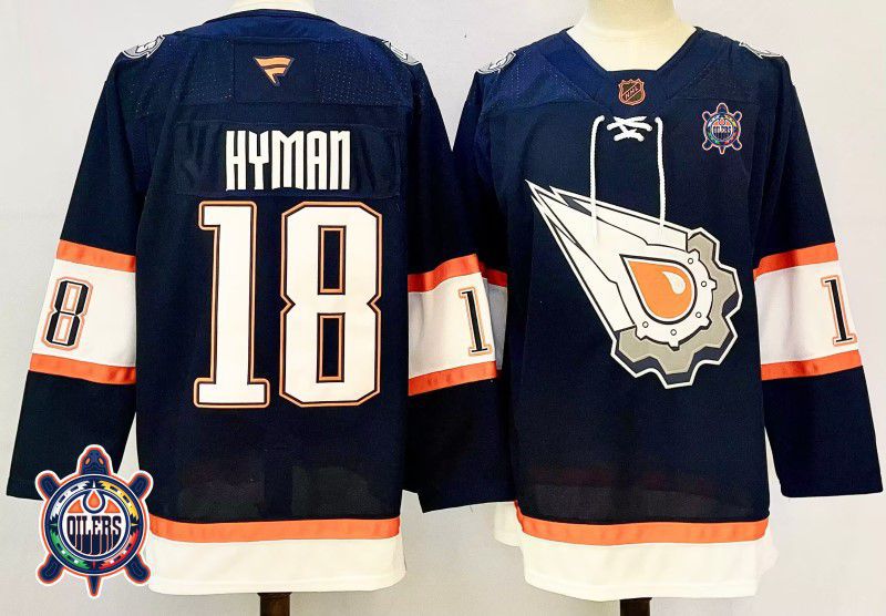 Men Edmonton Oilers #18 Hyman Drak Blue Fanatics 2025 NHL Jersey style 3